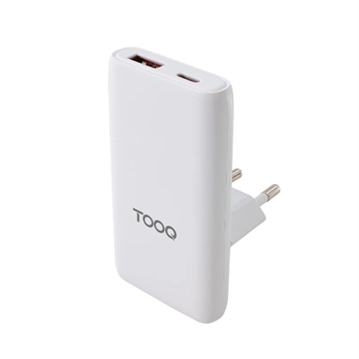 Tooq Cargador pared GAN USB-C/PD + USB-A/QC 65W