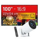 iggual Pack mini proyector + pantalla 100" plegabl