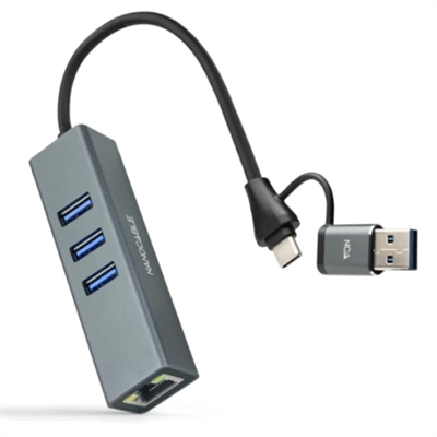 Nanocable Conversor USB-C+USB-A/M RJ45+ 3xUSB-A