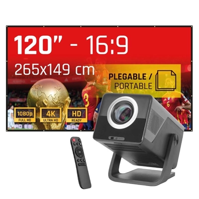 iggual Pack proyector 4K + lona proyección120"