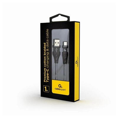 Gembird Cable USB T C trenzado de algodón 1m