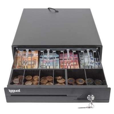 [APTACP0055] iggual Cajón Portamonedas IRON-10 38cm 4+6 negro
