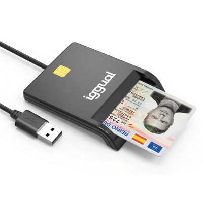 [FLTLCH0039] iggual Lector DNI SIP tarjetas ID USB 2.0 negro