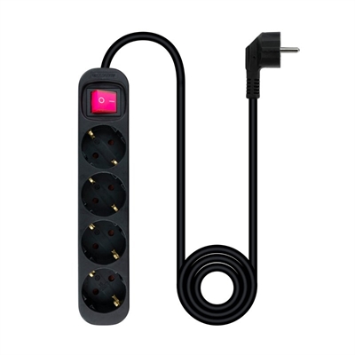 [AELREG0093] Nanocable Regleta 4 tomas con interruptor Negro
