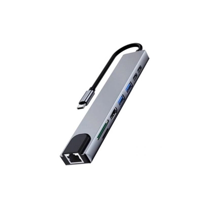 [AAOAUS0212] EWENT DOCKING MULTIPUERTO USB-C, 8 en 1, HDMI 4K