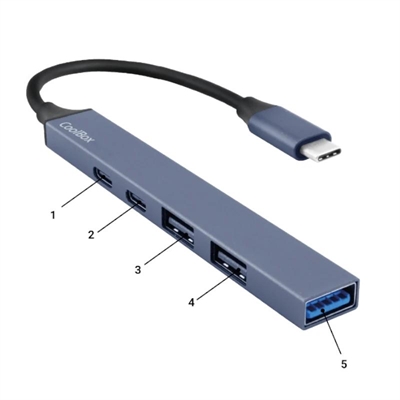[AAOAUS0258] Coolbox HUB4 Lite USB-C/A 4 Puertos Aluminio