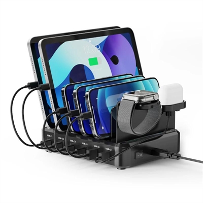 [AATCAT0510] EWENT estación de carga 6 USB 130w Reloj-Auric