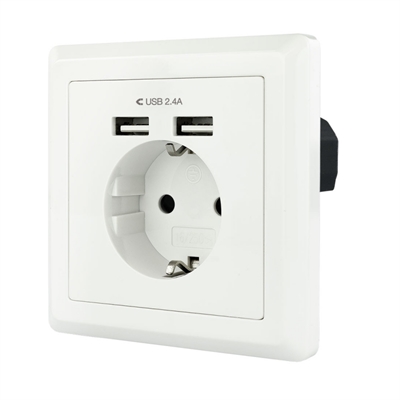 [AELCAR0023] Nanocable Base de enchufe pared schuko+2USB 2.4A