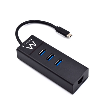 [AAOAUS0167] EWENT EW1141 Hub Tipo-C 3Pts.USB 3.1+1pto. GIGABIT