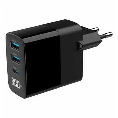 [AATCAT0543] Gembird Cargador rápido3 USB GaN,  30 W LCD