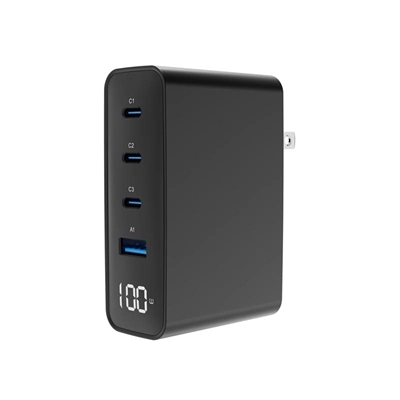 [AATCAT0546] Gembird Cargador rápido 4 USB GaN  100 W,  LCD