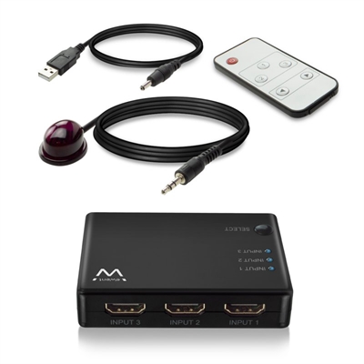 [AISCOV0080] EWENT EW3730 Switch HDMI 4K 3x1con mando distancia