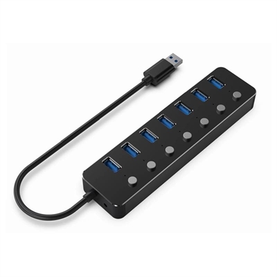 [AAOAUS0280] Gembird HUB USB 3.2 (Gen 1) de 7p c/ interruptores