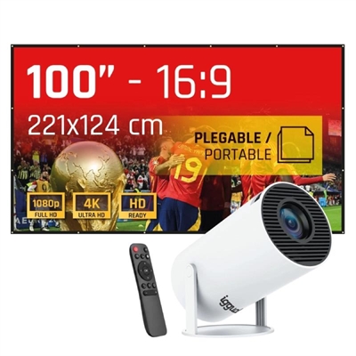 [MPRPRY0540] iggual Pack mini proyector + pantalla 100" plegabl