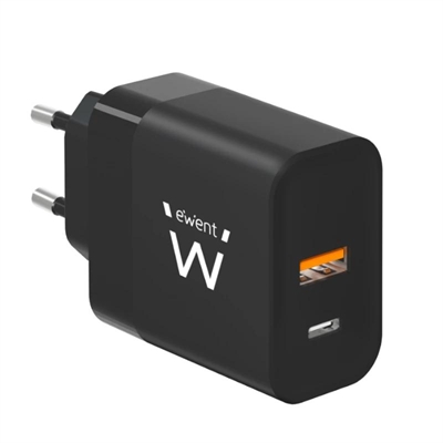 [AATCAT0383] Ewent Cargador Rapido USB-A Y USB-C  GanFast 45W