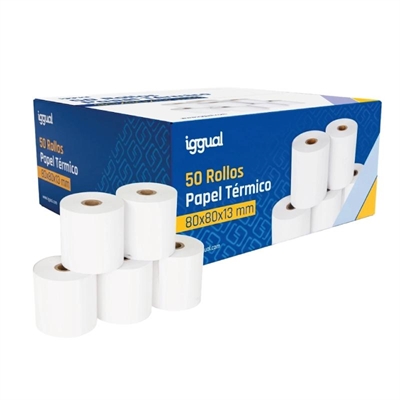 [CCIPAP0154] iggual Caja 50 rollos papel térmico sin BPA 80x80