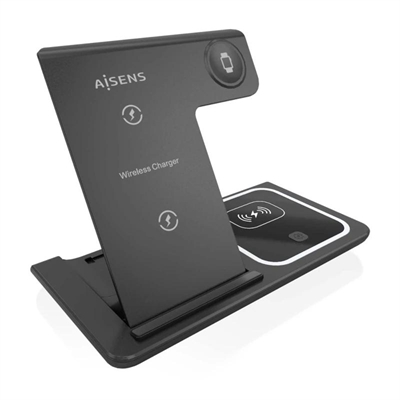 [AATCAT0435] AISENS Cargador inalambrico USB-C 3 EN1 15w NEGRO