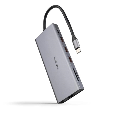 [AISCCI0739] Nanocable Hub 12en1 USB-A/C+HDMI+DP+RJ45+TF+SD+AU