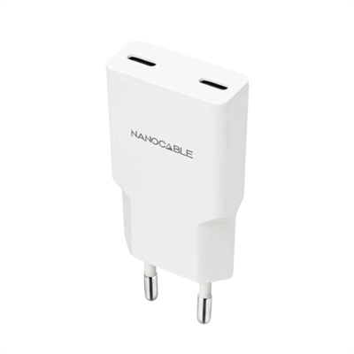 [AATCAT0513] Nanocable Cargador 2xUSB-C/PD 20W  Blanco