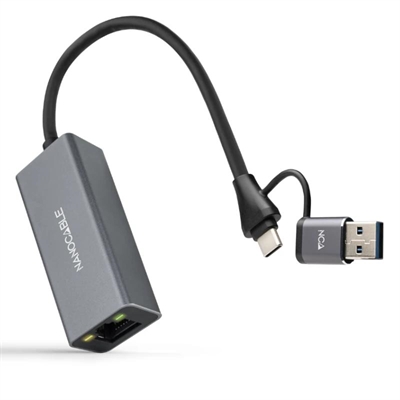 [ANEAHE1065] Nanocable Conversor USB-C+USB-A/M 3.0 RJ45 15cm
