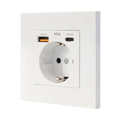 [AELREG0126] Nanocable Base Pared toma SCHUKO 2USB-C PD20W