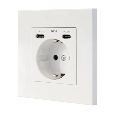 [AELREG0127] Nanocable Base Pared toma SCHUKO 2USB Max .2.4A