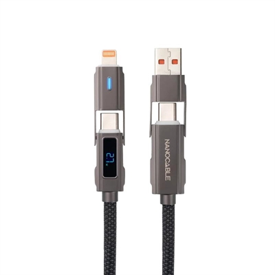 [APTAPC1244] Nanocable Cable USB-C+USB-A/M-LIGHTNING+USB-C/M 1M