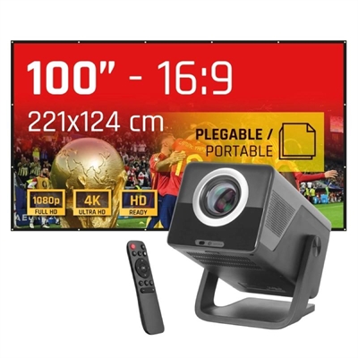 [MPRPRY0624] iggual Pack proyector 4K + Lona proyección100"