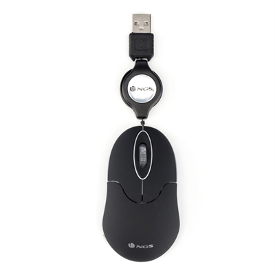 [FTRRCA0496] NGS Ratón Retráctil SINBLACK 1000dpi Negro
