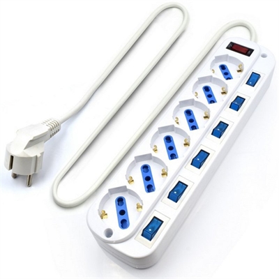[AELREG0066] EWENT EW3932-3m Regleta 6 Tomas / 6 interruptor 3m